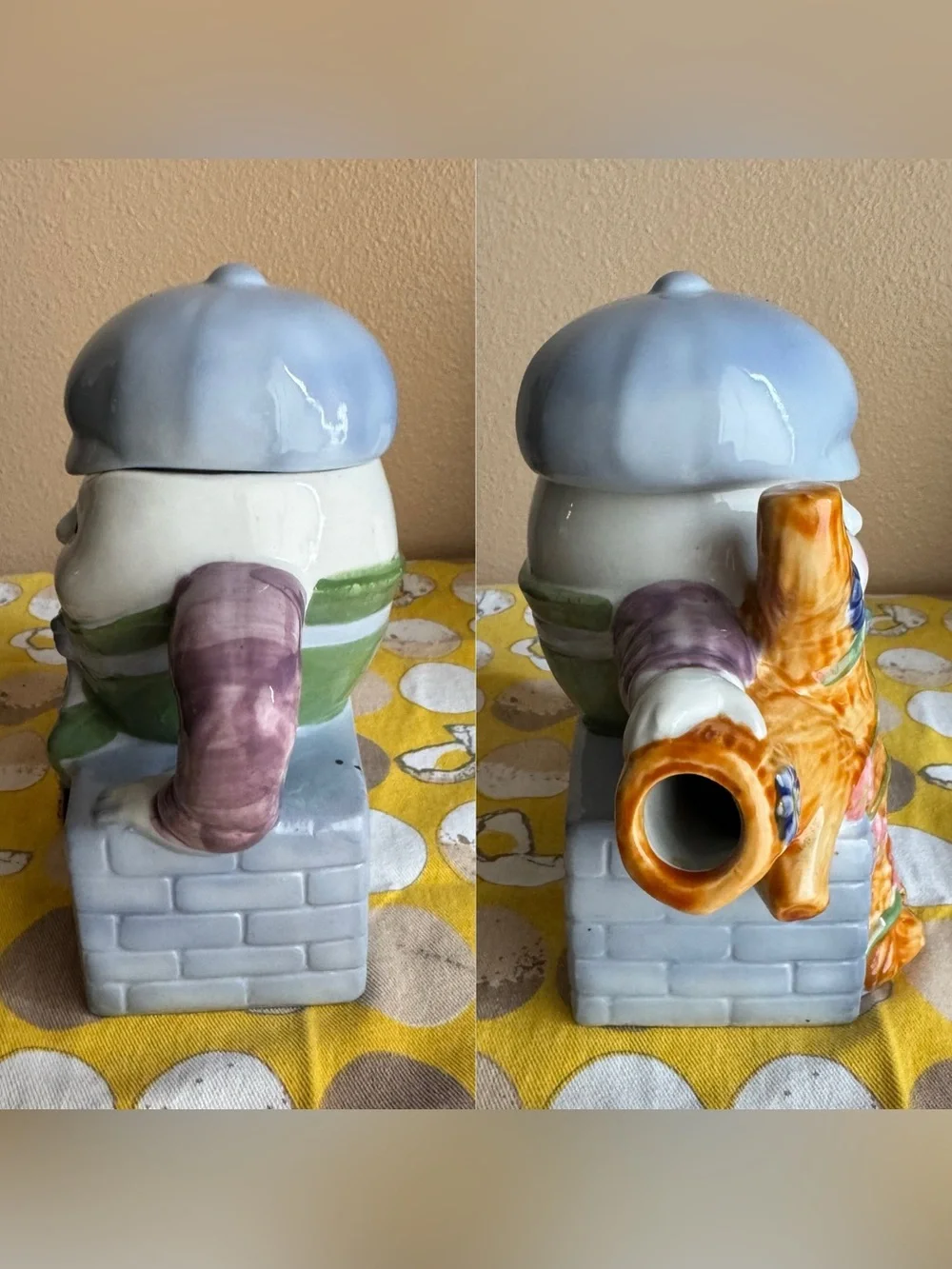 Feitx Vintage colorful Humpty Dumpty teapot
